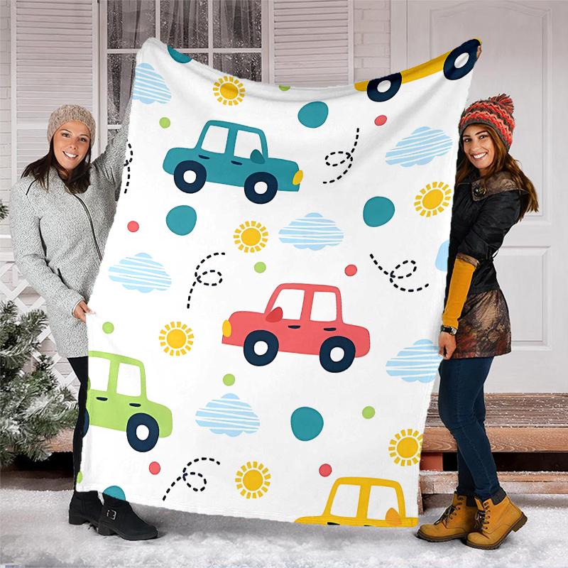 Süße Autos Motiv Decke - Perfekt für Sofa, Bett, Reisen & Außenbereich | Maschinenwaschbar, Gemütlich & Langlebig.