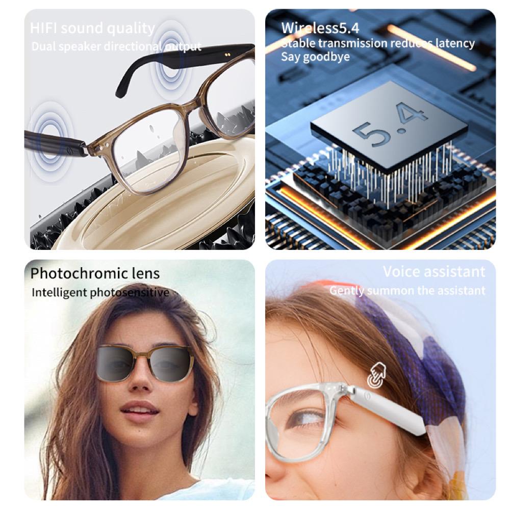 Photosensitive Farbwechsel Linse Herren 2-in-1 Headset Brille Damen Smarte Brille Bluetooth Audio Anruf Lautsprecher Mikrofone Brille 27g
