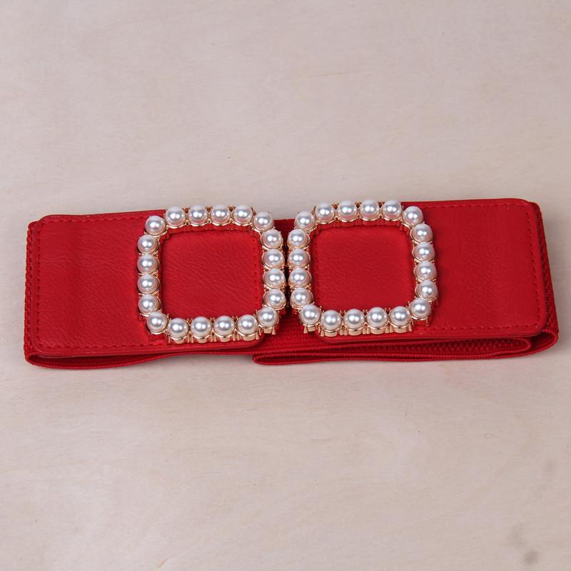 Ethnic Style Independent Packaging Adult Single Circle Four-Season Women, Elastic Elastic Belt, Ancient Pearl Buckle Waist Seal