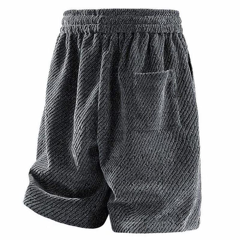 Chenille Zebra Stripe Silver Shorts: Breathable, Trendy, Loose-Fit Mid-Length for Couples