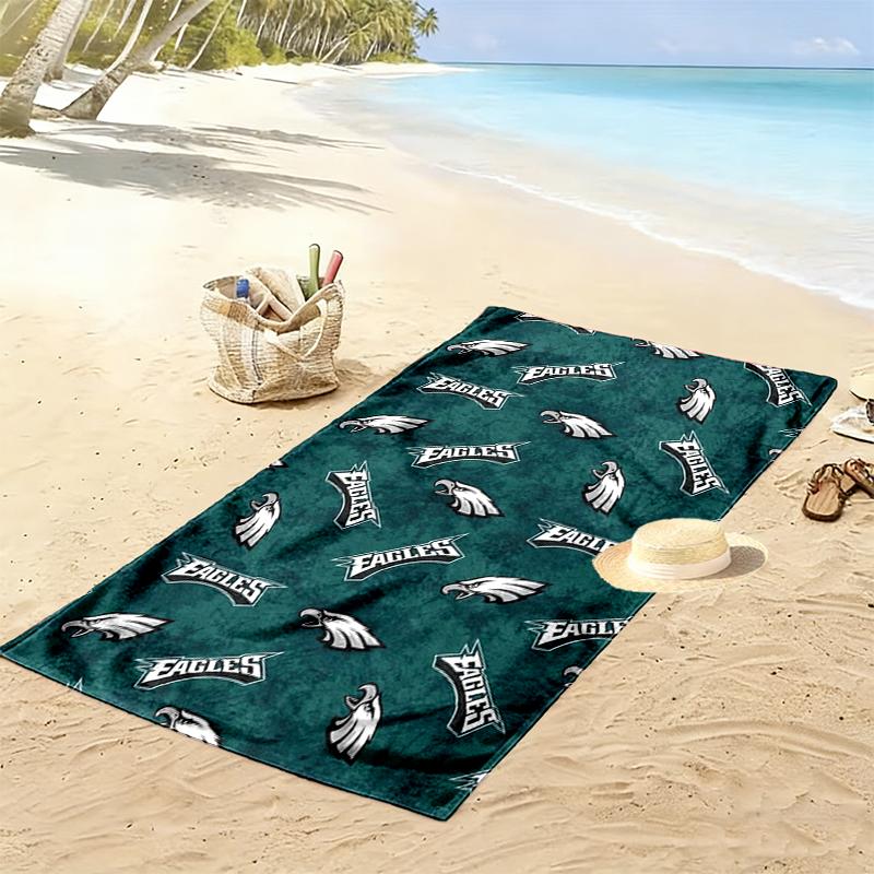 Philadelphia Eagles Print Beach Towel, Large Soft Quick Dry Towel for Beach Camping Swimming