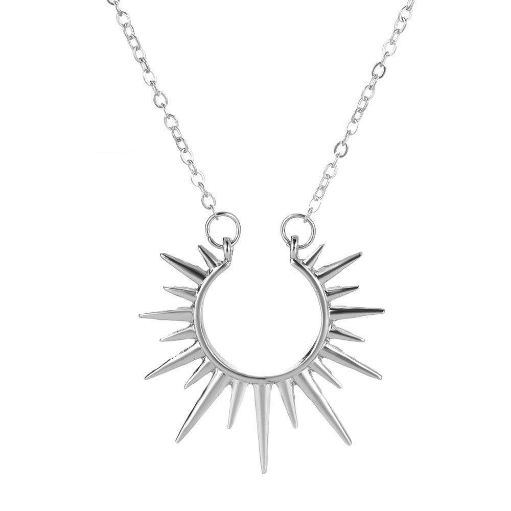 

2026 Amazon sunflower necklace ins cold wind U-shaped horseshoe collarbone chain personalized exaggerated metal neck chain