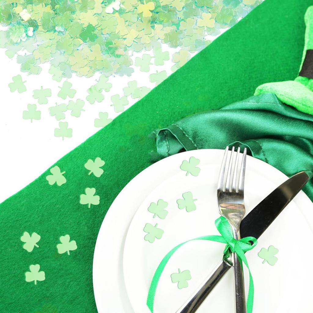 1500pcs/50g Shamrock Confetti Decorations,Iridescent Shamrock Table Confetti Green Glitter Lucky Clover Shamrock Sequin for St. Patrick's Day Party