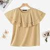 ZANZEA Women Casual Round Neck Summer Short Sleeve Ruffles Blouse