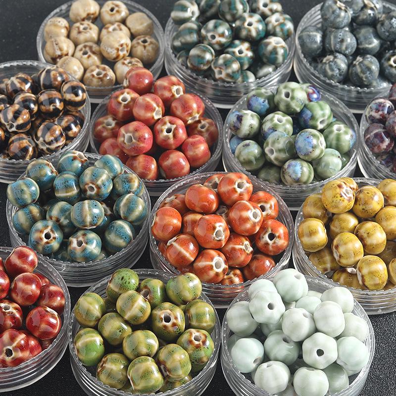 DIY Retro Ceramic Pumpkin Beads Bracelet Accessories - Handmade Jewelry Stringing & Weaving Materials
