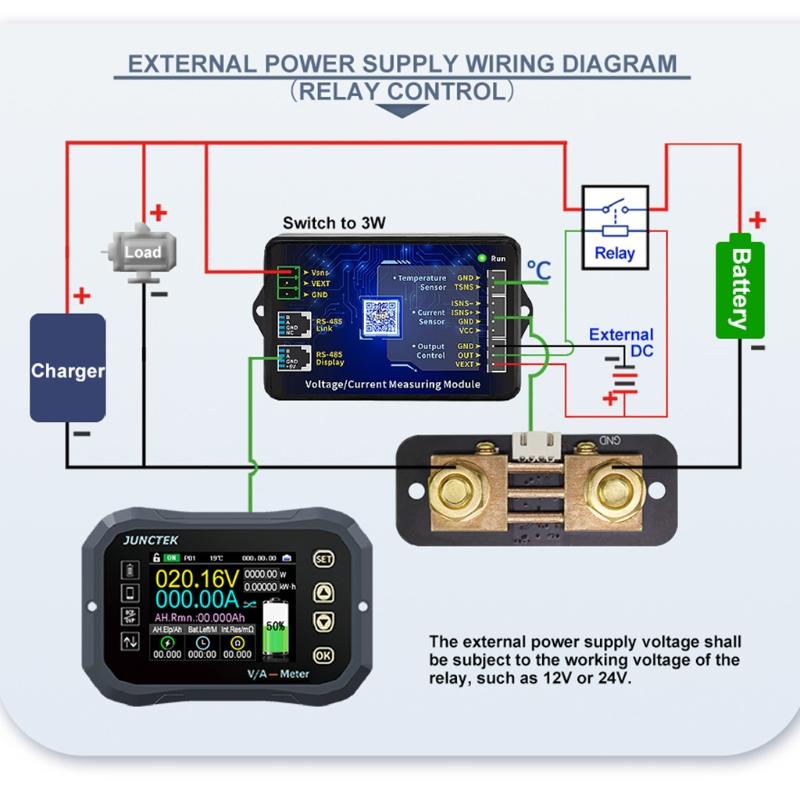 Multipurpose Battery Coulometer Voltage Current Tester Temperature Meter KW Display App Control Real-time Monitor