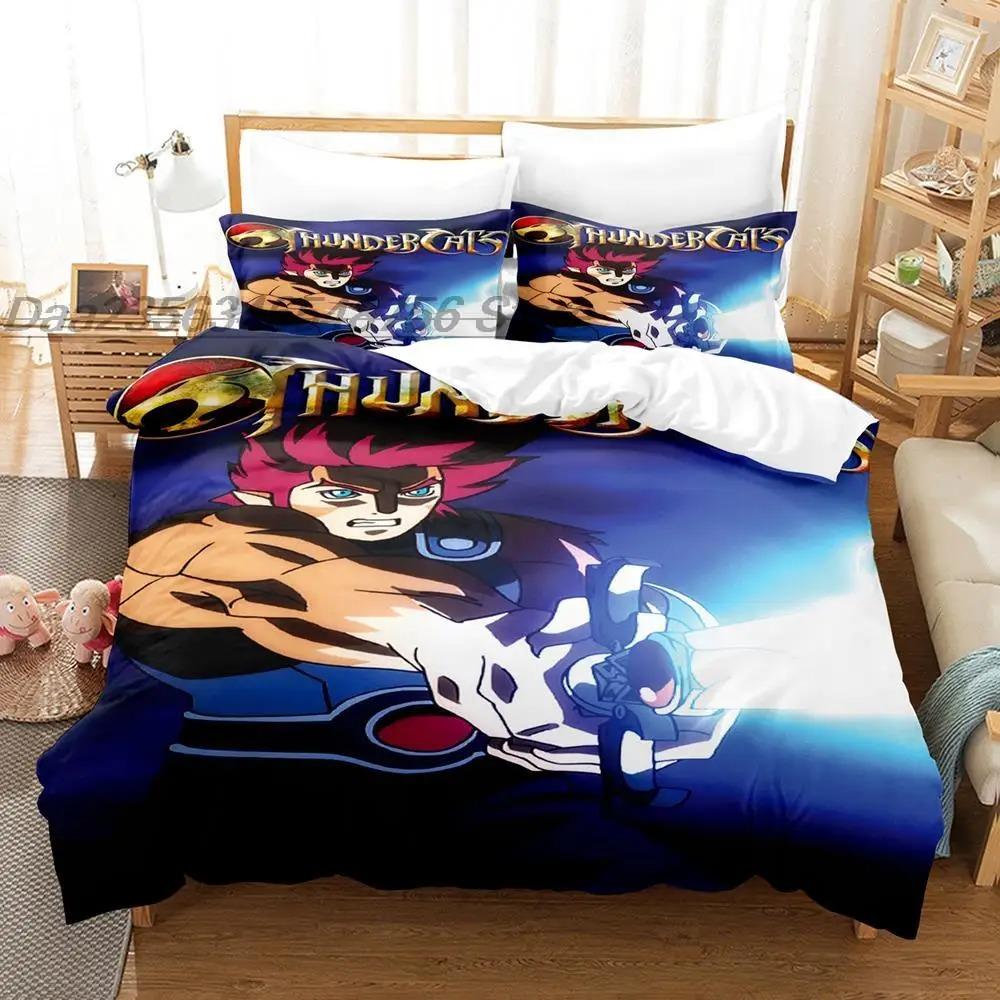 Thundercats Bettwäscheset Einzelbett Twin Full Queen King Size Bettset Aldult Junge Schlafzimmer Bettbezugsets 3D-Druck Anime Bettlaken-Set