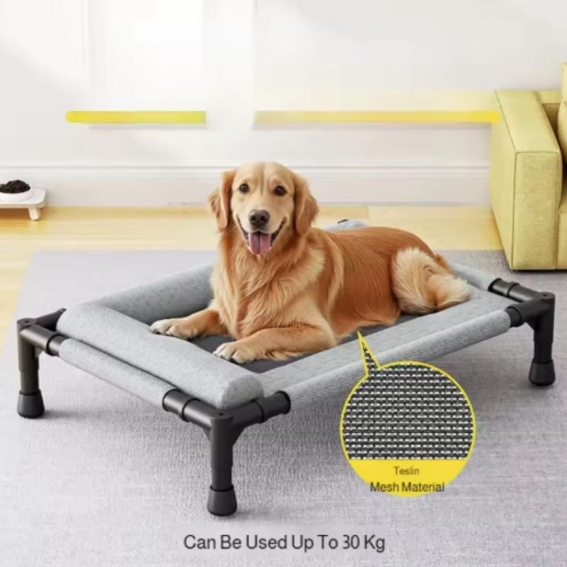 Cooling Dog Cot Bed Breathable Mesh Washable Pet Furniture with Pillow for Outdoor Indoor Camping Patio Sunbathing