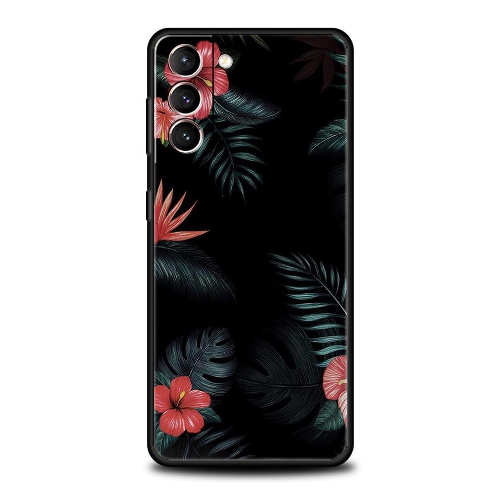 Vintage Banana Leaf Flower Phone Case For Samsung Galaxy S24 S23 S22 S20 Ultra S21 FE 5G S10 S9 Plus S10E Soft Silicone Cover