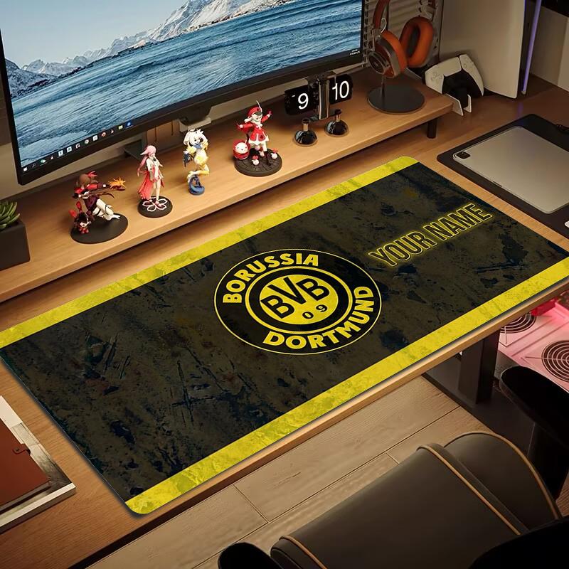 Custom Name Borussia Dortmund Mouse Pad Large Gaming Table Cushion Nonslip Laptop Tablet Big Mousepad Xxl Mat Mini Pc Playmat With Lock Edge