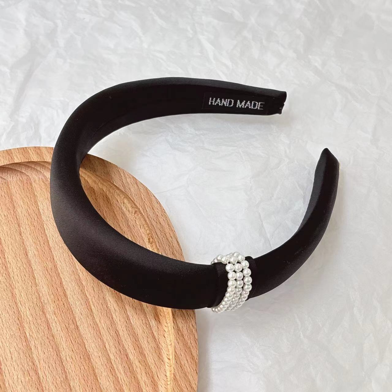 Zhao Ruth same fabric geometric pearl headband elegant headband high cranial top hair accessories women