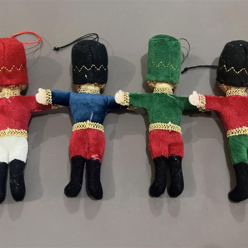 Classical Fabric Nut Cracker Soldier Figures Christmas Tree Hanging Ornaments Holiday Home Decoration