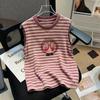 Girls' Cartoon Patchwork Stripe Sleeveless Tank Top (6-12 Years) - Summer 2026 Collection