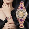 Luxury Retro Women's Bracelet Watch Fashion Rhinestone Stainless Steel Quartz Clock Elegant Ladies Watch Best Birthday Gifts