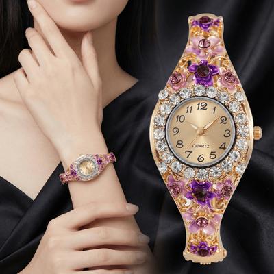 Luxury Retro Women's Bracelet Watch Fashion Rhinestone Stainless Steel Quartz Clock Elegant Ladies Watch Best Birthday Gifts