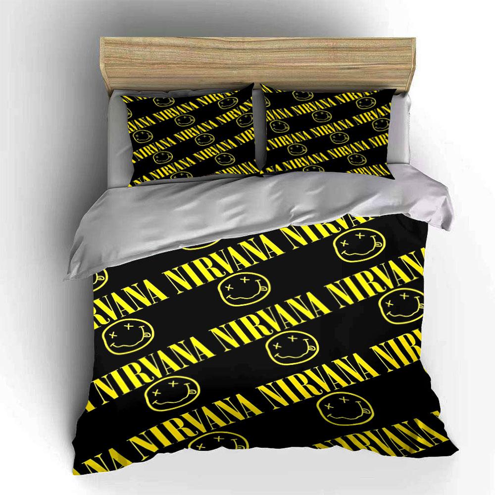 Nirvana Logo Bedding Set Bedding Duvet Cover Set Duvet Cover Pillowcases (1 * Duvet Cover 2 * Pillowcases, Without Duvet Insert)