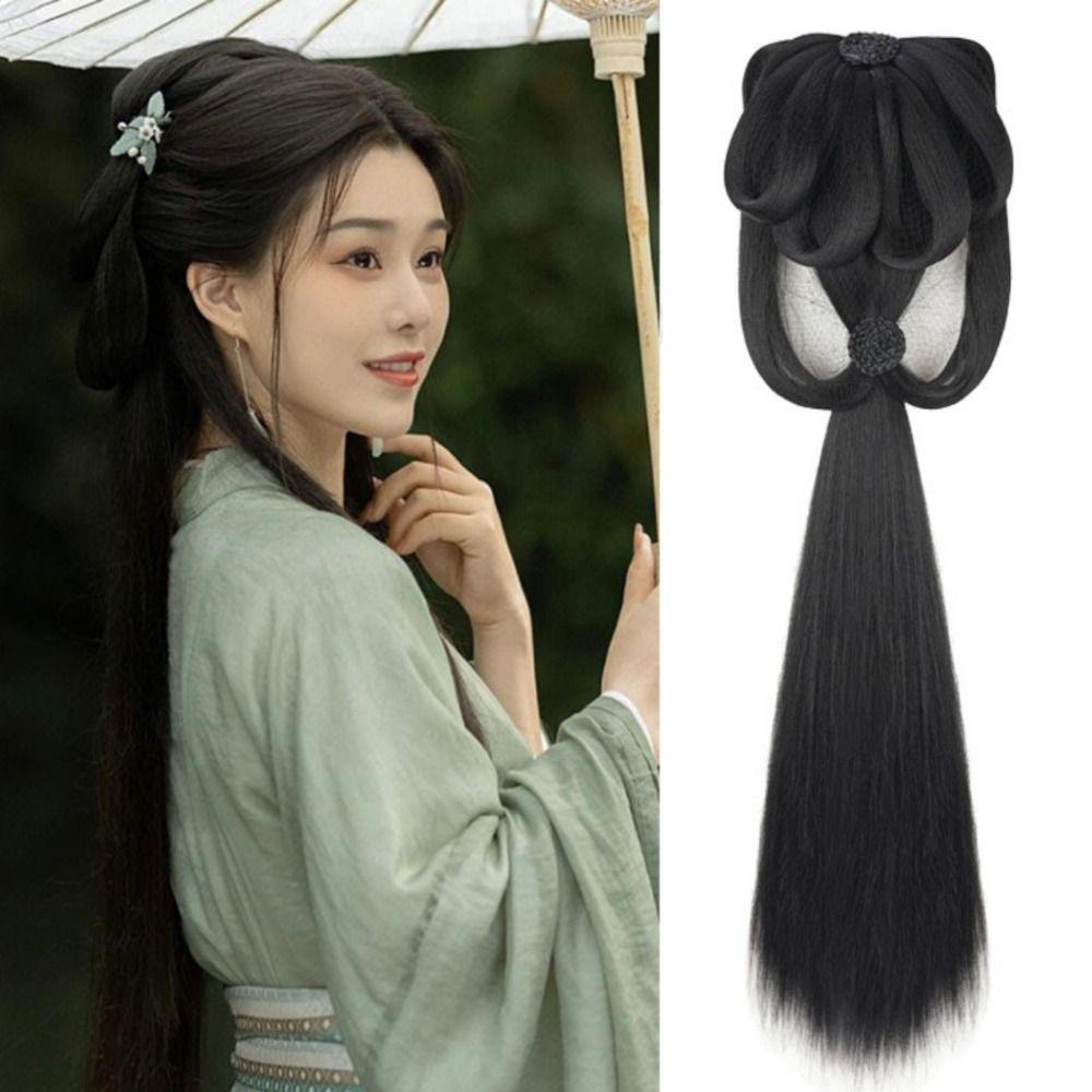 Faules Kostüm Perücke Damen Hanfu Perücken Lang Gerade Hanfu Perücke Stirnband Chinesische Antike Perücke Fotografie