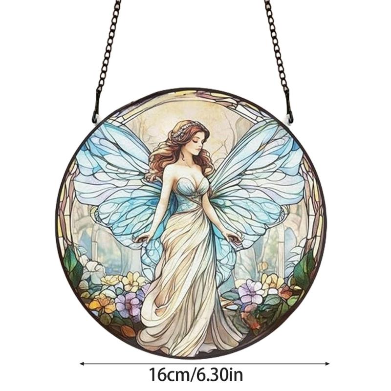 Colorful Acrylic Light Catchers Wall Art Stained Flower Fairies Ornament for Home Garden Decoration and Window Hanging