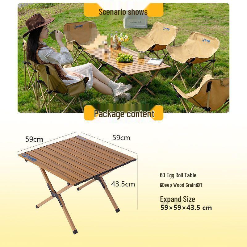 Tragbares faltbares Campingtisch- und Mondstuhlsset mit aufrollbarem Tisch