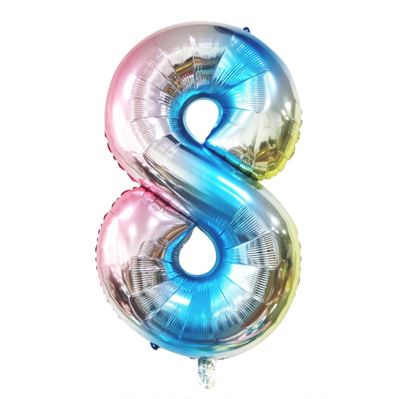 32 Inch Gradual Change Color Aluminum Film Digital, Medium Aluminum Film Digital Balloon Birthday Party Holiday Decoration