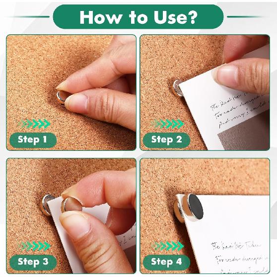 20 Sets Magnetic Push P, Silver Magnetic Tacks, Thumbtacks for Hanging, Poster Hanger, Push Pin Plips, Thumb Tacks for Wall, Push P for Bulletin