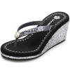 New summer Sequins Thick Bottom Slippers Sandals Summer Women Beach Wedges Shoes Sexy High Heel Rhinestone Flip Fops women