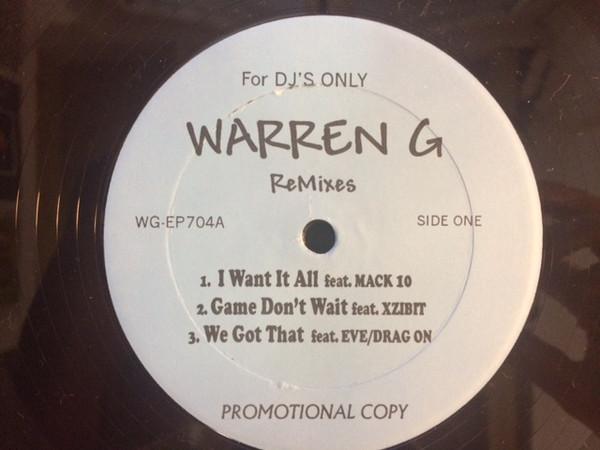

12inch Record WARREN G - Remixes WGEP704 Not On Label 1999 US Rap & Hip-Hop/R&B Used