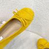 Höhenzunahme 5cm Wildleder Schleife runder Kopf flacher Mund Einzelne Schuhe Damen 25 Frühling neu retro Ein-Pedal flache Ballerinas