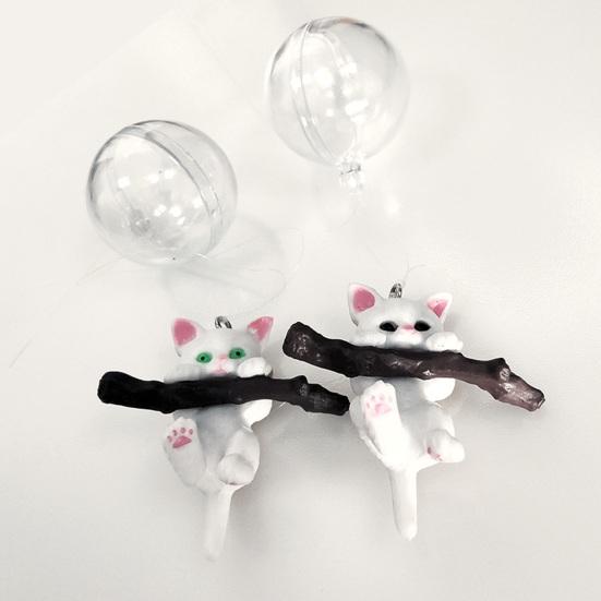 Yousheng 1 Set Fish Tank Decoration Exquisite Mini Cat Statue Ornament with Small Floating Ball Aquarium Accessories
