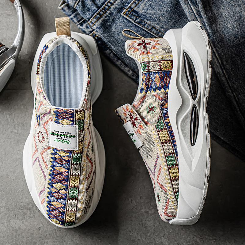 Men’s Sports Shoes Casual Street Style Platform Sneakers Students Over Sized Printed Skateboard Shoes Height Increase