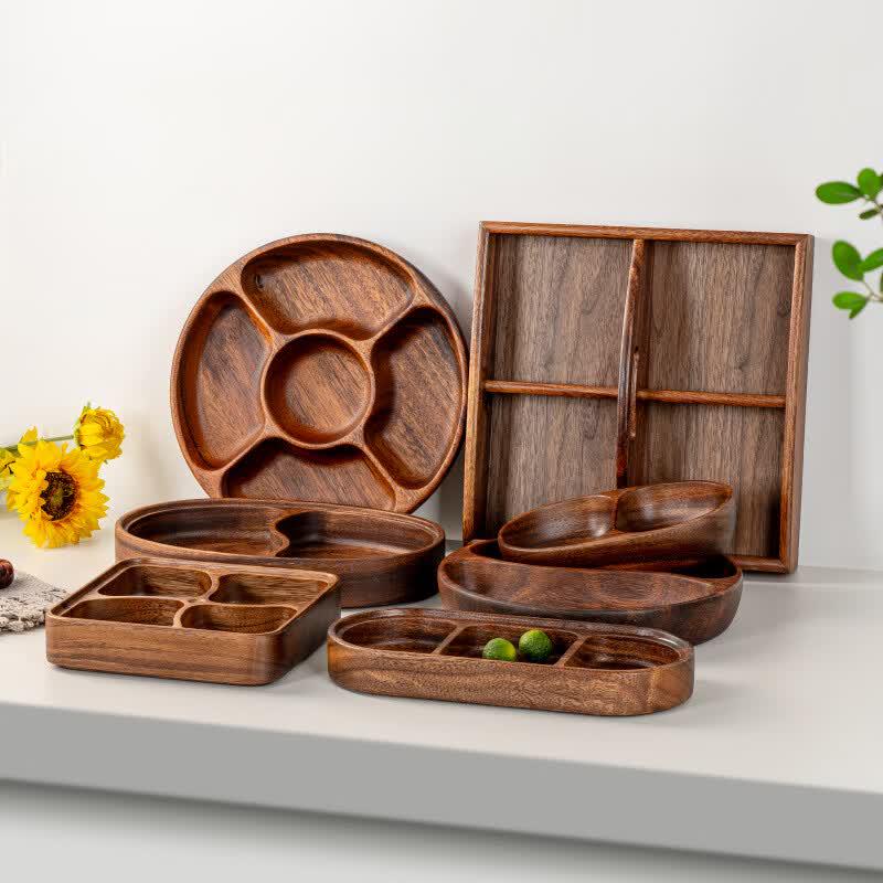 Minimalist Wooden Multi-Compartment Serving Tray