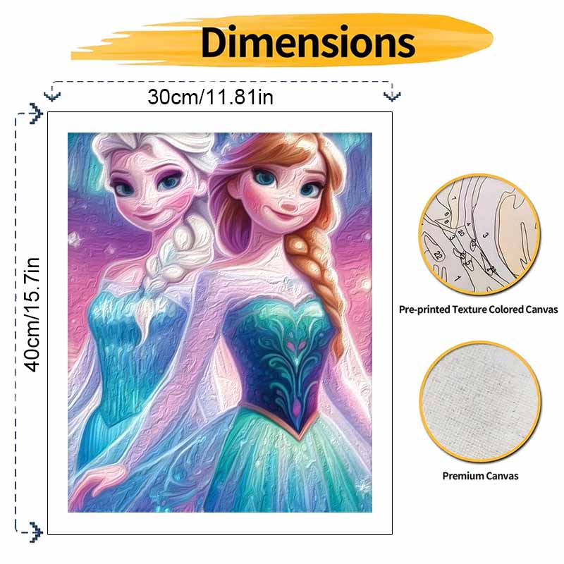 Disney Elsa and Anna Oil Painting Painting Art Handmade Diy Painting Home Decoration Gift