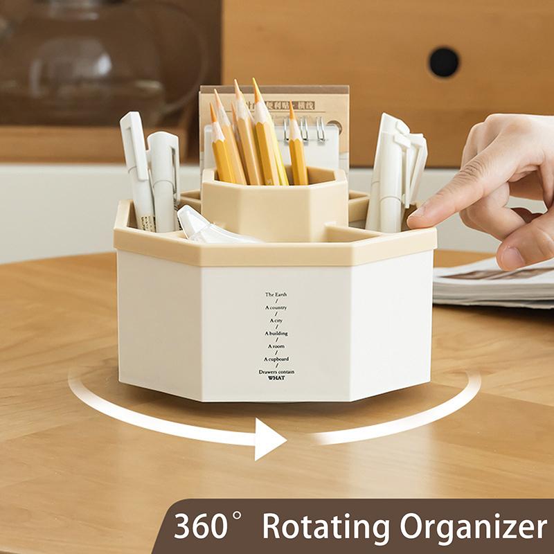 360Degree Rotating Pen Holder Desk Accessories Large Capacity Pencil Storage Box Desktop Organizer School Office Stationery