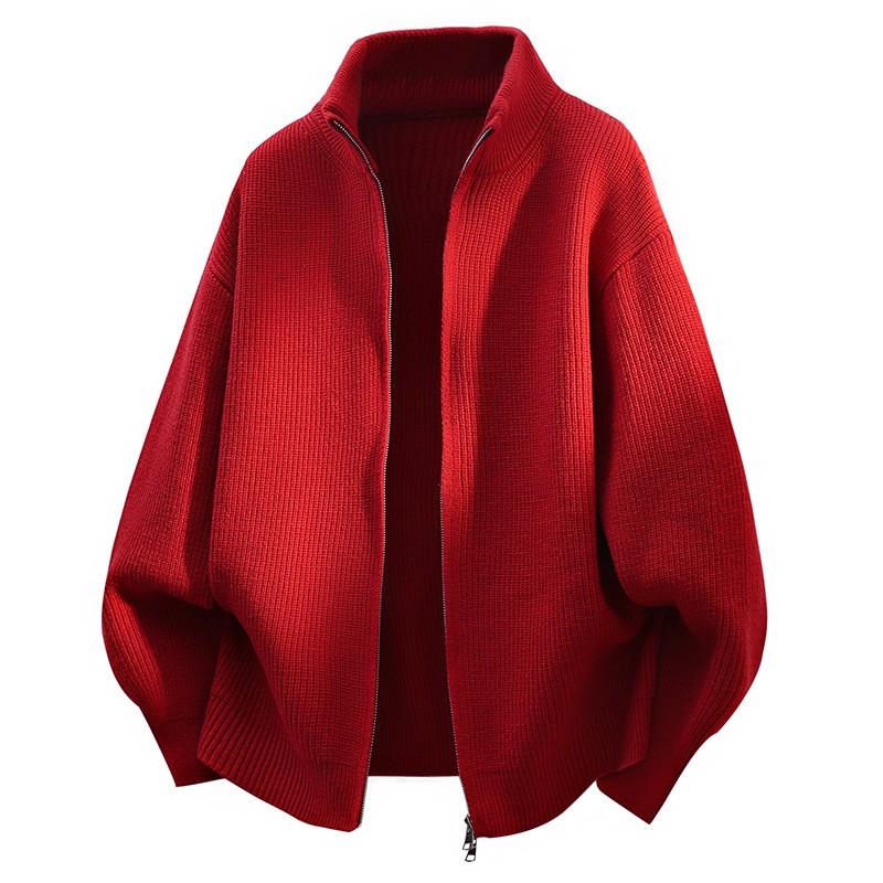 Mens Loose Fit Half Turtleneck Knit Cardigan Sweater Casual Streetwear Winter Basic Solid Color