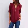 Stylish Womens Loose Fit Vneck Blouse With Splicing For Casual And Work Outfits