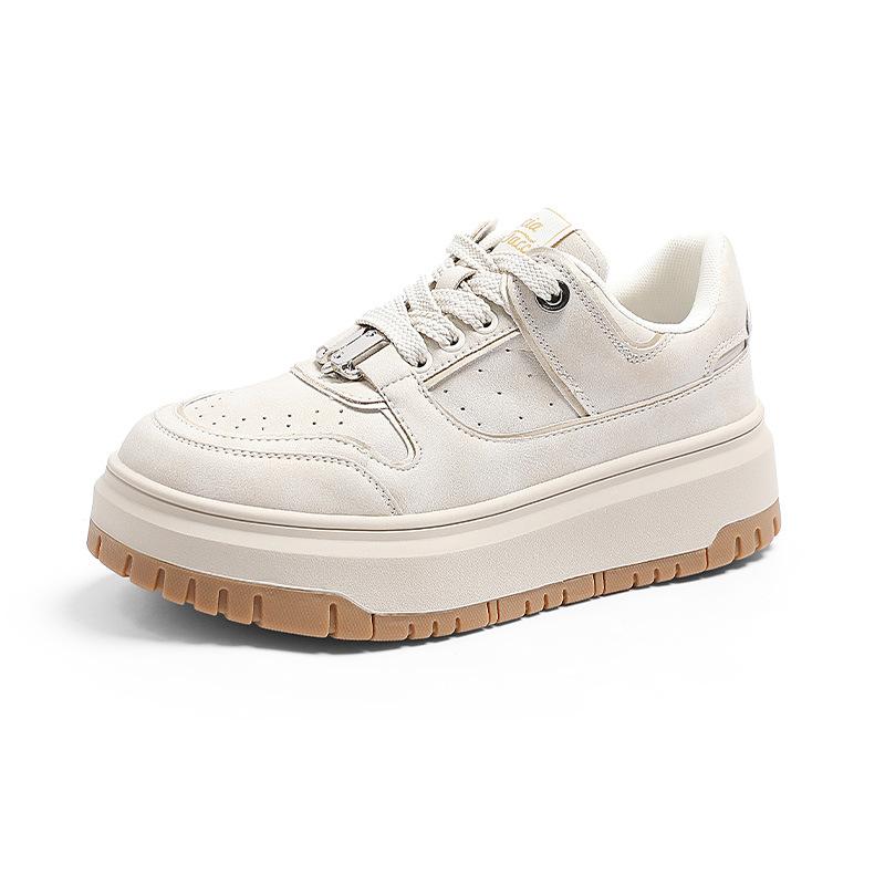 Old platform white shoes board shoes women's 2025 autumn new shoes big head casual shoes versatile breathable dirty shoes