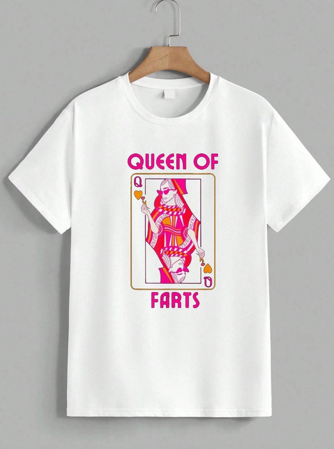 Queen Of Farts T-Shirt Funny Humor Gag Gift Joke Playing Card Graphic Tee Unisex 1 S