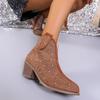 Rhinestone Fashion Women Ankle Boots Glitter Bling Shiny High Heel Botas De Mujer Autumn Elegant Party Evening Shoes 36-43