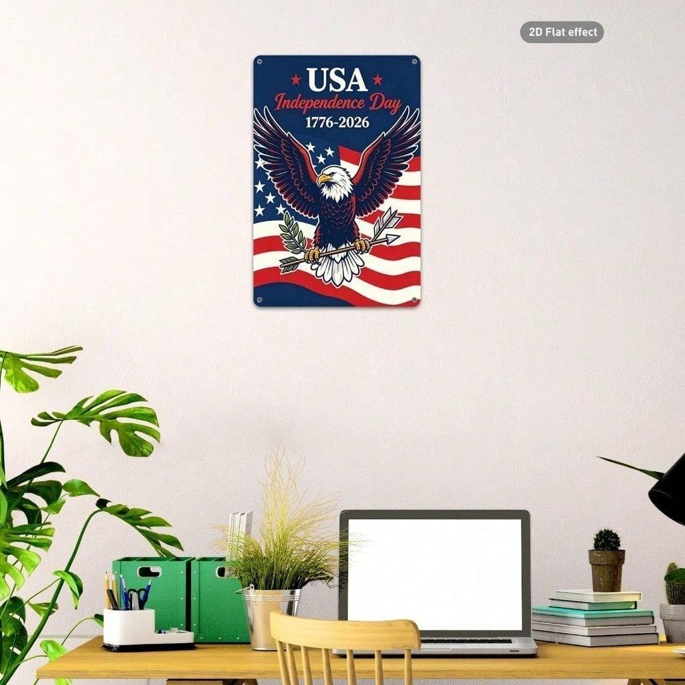 American Independence Day 1776 2026 Vintage Bald Eagle US Flag Tin Sign Retro Wall Art 20x30 Inch Home Bar Decor