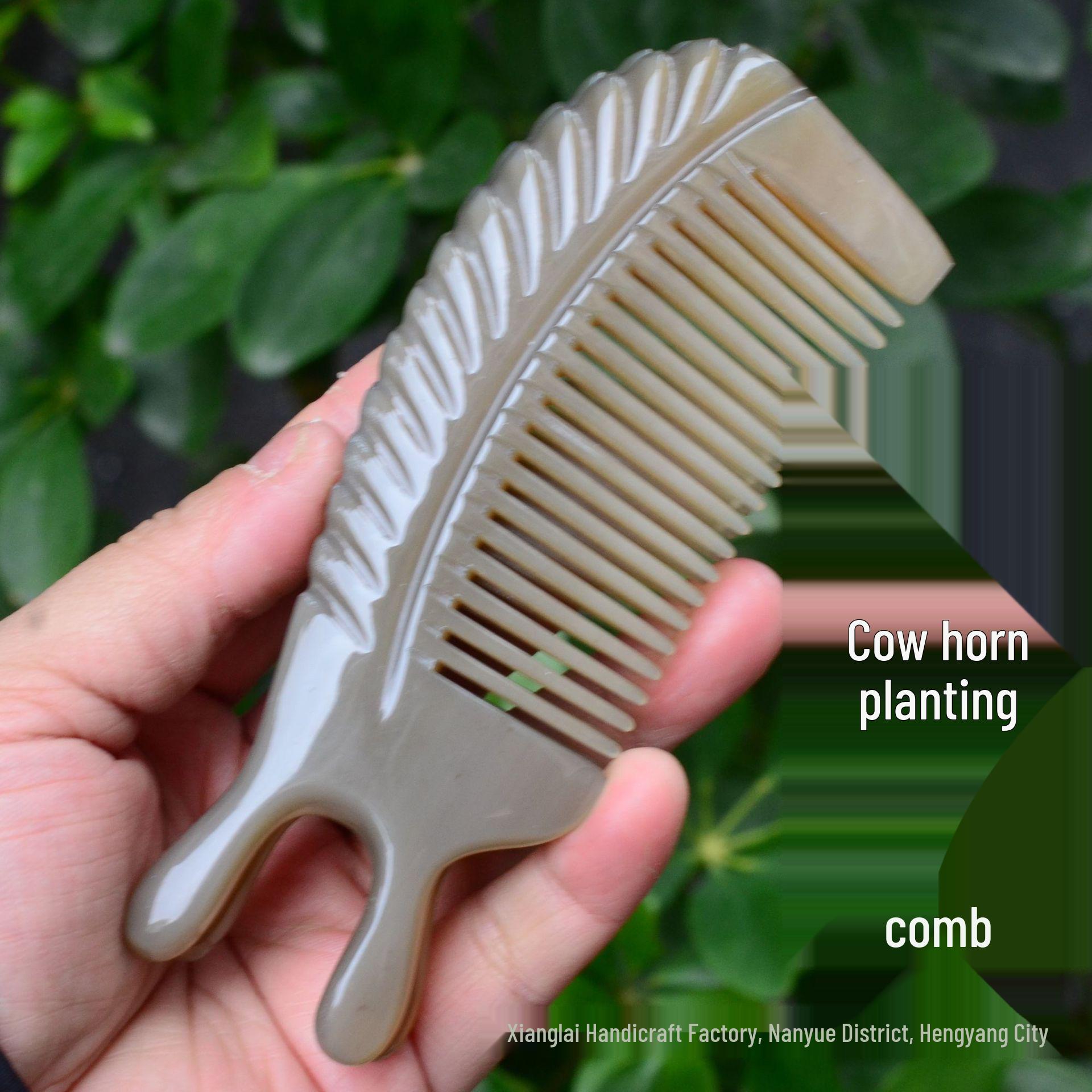 

Гравированная расческа из натурального рога - Массаж кроликом, Пятипалая когтистая для терапии кожи головы и меридианов