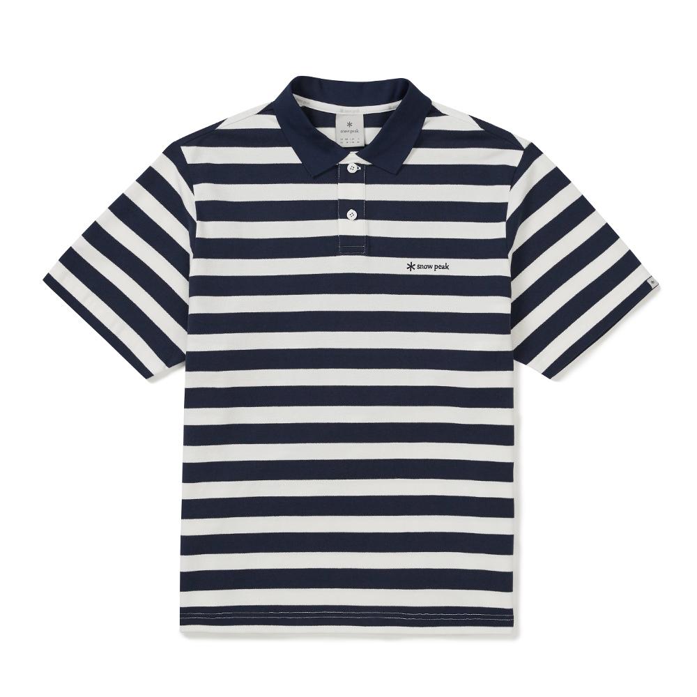 [Snowpeak] Cotton Stripe Polo T-shirt Navy (S25MMFPS49)