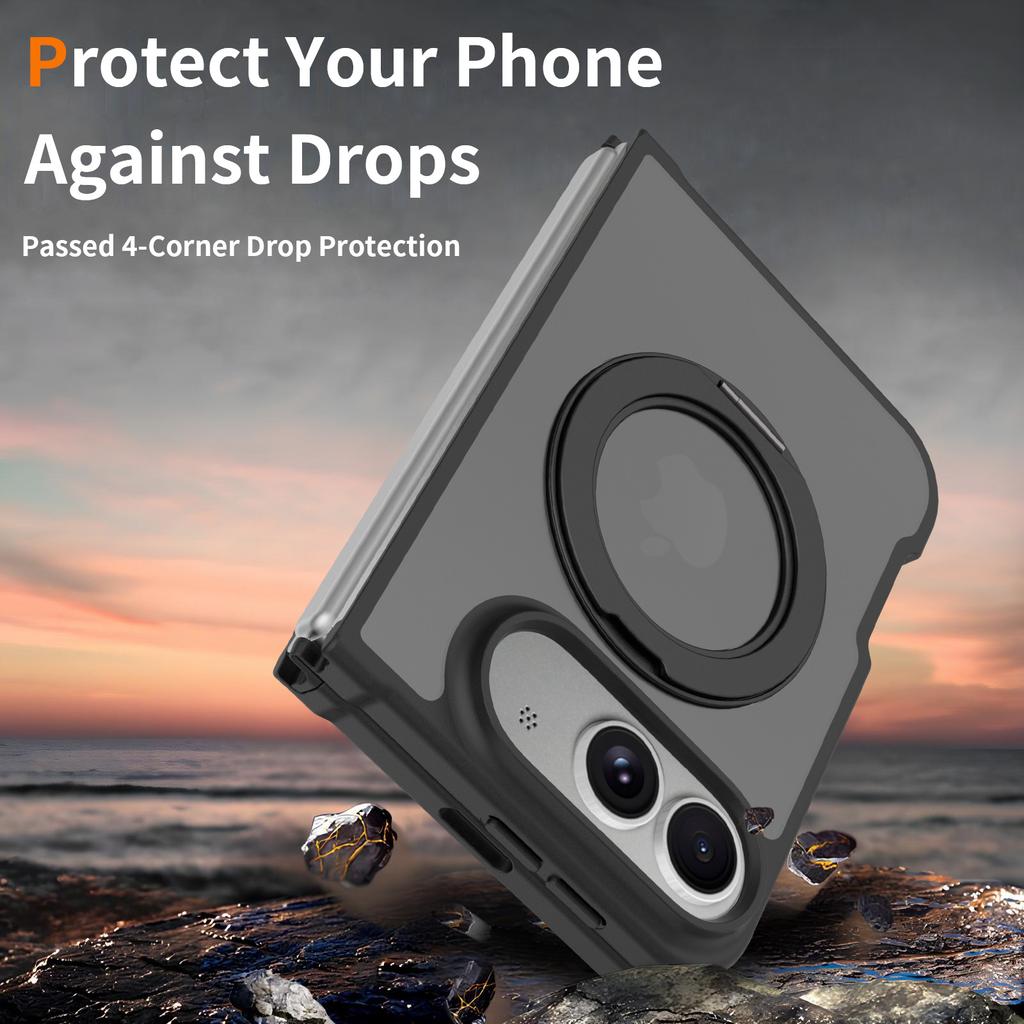360° Magnetic Bracket Matte Case For iPhone Duo For Magsafe Translucent Shockproof Hard Back Cover Funda