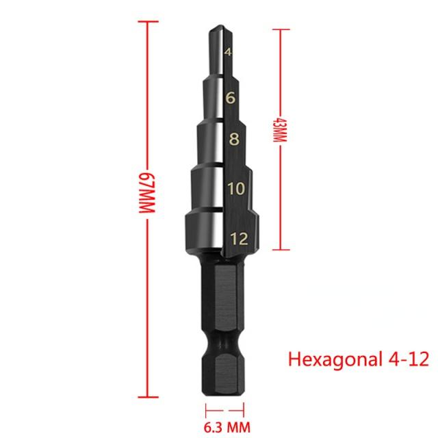 3Pcs HSS Nitriding Black Step Drill Bits 4-12mm 4-20mm Titanium Coated Wood Metal Hole Tools Set