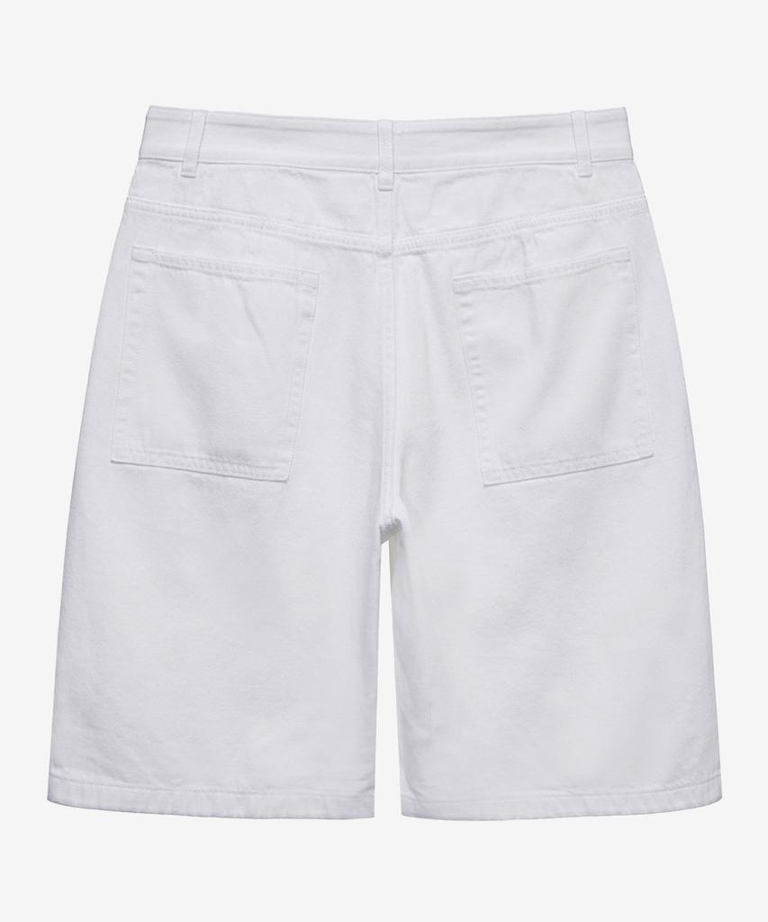 MINDBRIDGE [Couture] 9oz Doppelfalten Weiße Jeans-Halbhosen