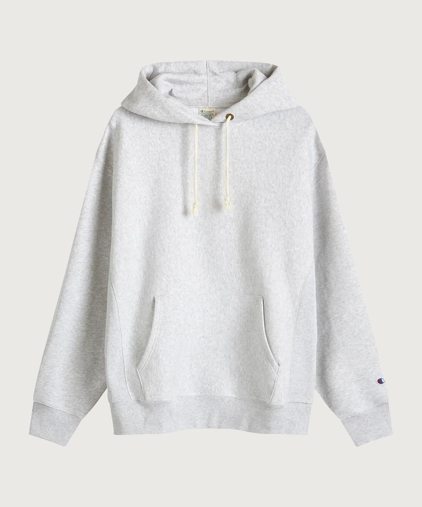 Reverse Weave Loose Fit Fleece-Lined Hoodie Light Grey
