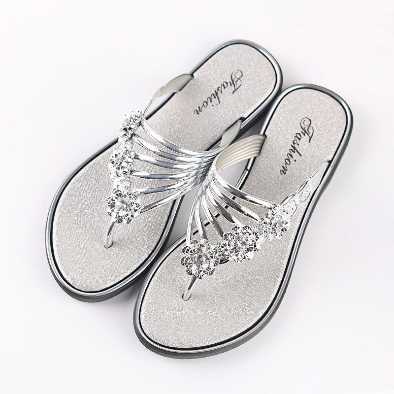 Women's Floral Flip Flops Summer Flats Shoes Casual Lightweight Beach Sandals