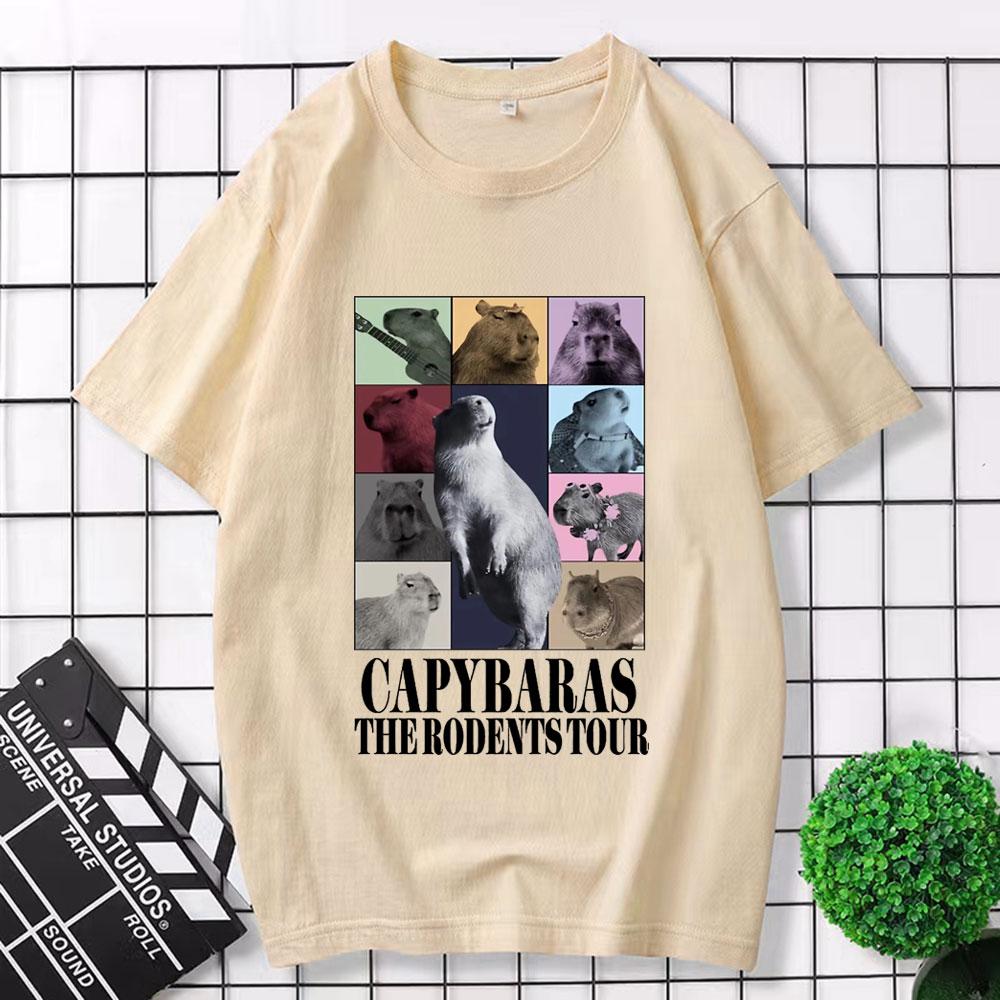 Funny Capybara The Rodents Eras Tour Meme Graphic T Shirt Summer Unisexs Womens Vintage Fashion Tshirt Casual Oversized T Shirts