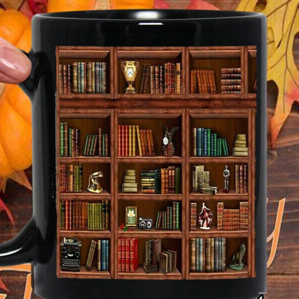Bookshelf Ceramic Coffee Mark Cup Tea Cup Library