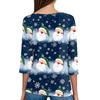 Women's T Shirt Tee Christmas Printed Button 3/4 Sleeve Tunic Daily Weekend Fashion Basic V- Neck Regular Top