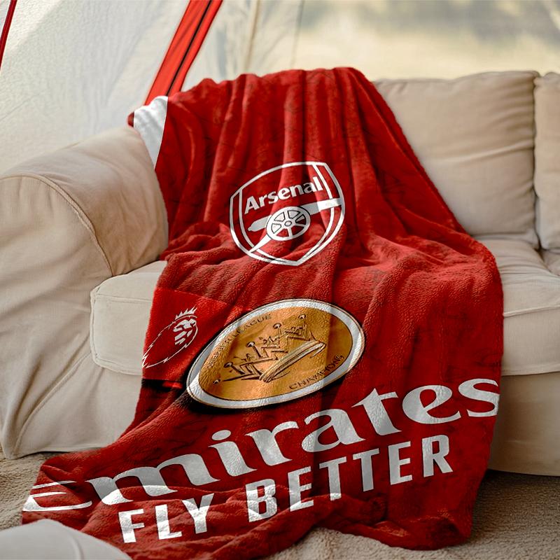1pc Comfortable Home Print Throw Blanket, Football Club Blanket For Bed and Sofa Use, Special Present For Family